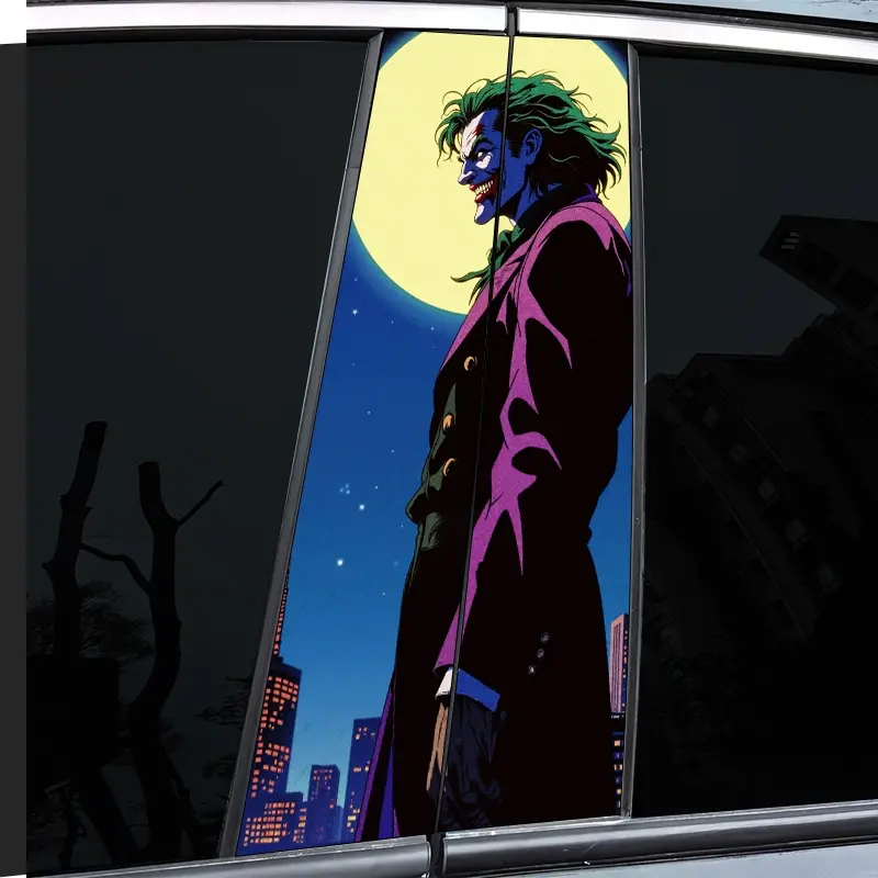 2 very good-looking and interesting car middle pillar stickers, with personal creativity, B pillar protective film, clown design car stickers, Funny Car Stickers, Funny Car Decals, suitable for cars
