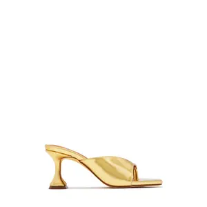 Ary Single Sole Mid Heel Mules - Gold