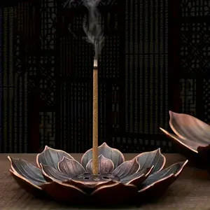 Lotus Design Incense Burner, 1 Count Metal Incense Holder, Home Decor Supplies for Living Room Bedroom Yoga Room, Room Decor, Home Decor, Freshener, Fragrance