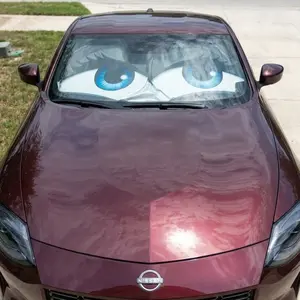 Cartoon Foldable Car Windshield Sun Shade, Summer Fun Car Accessory, UV Protection, Easy Installation, Universal Fit for Cars & SUVs, Car Sunshade Umbrella