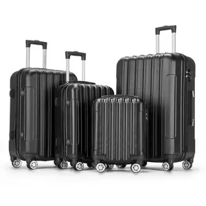 4 Piece Luggage Set, ABS Hard Shell Suitcase Luggage Sets Double Wheels with TSA Lock, Dark Gray