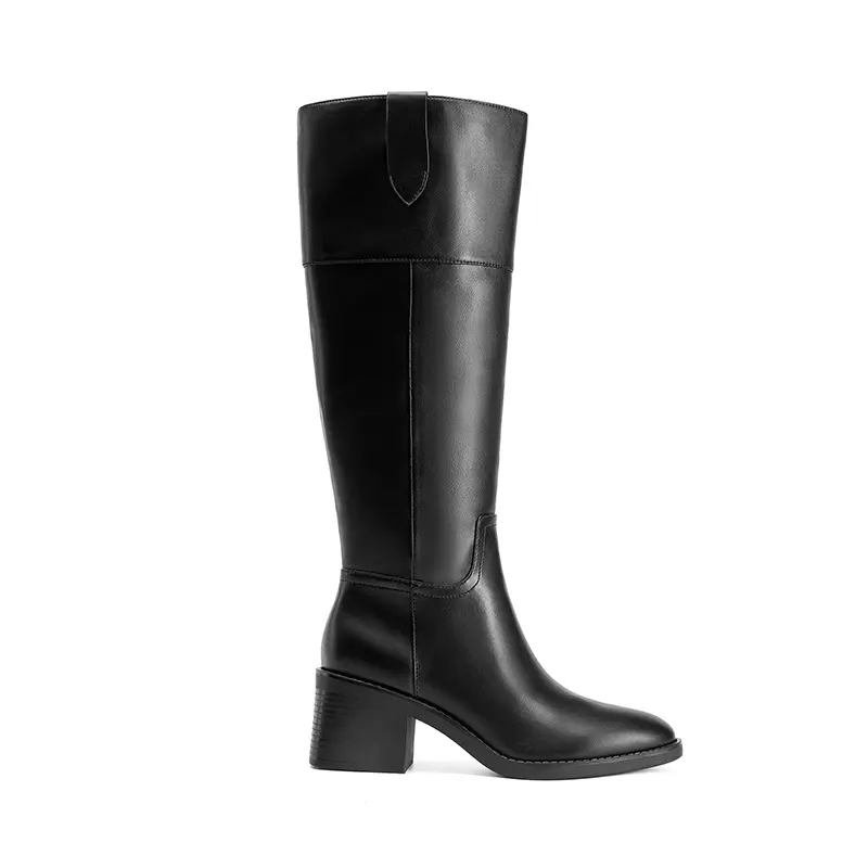 Dream Pairs Women's Classic Faux Leather Knee-High Boots, Elegant Walking Shoes with 2 in Block Heel and Side Zipper for Daily Wear
