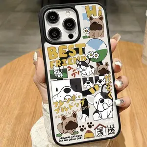 1-piece full-screen bulldog graffiti pattern magnetic phone case for iPhone 11/17 Pro Max, compatible with Galaxy S25 S24 S23 Ultra. A shockproof phone case and the perfect gift for birthdays, Valentine's Day, or couples.