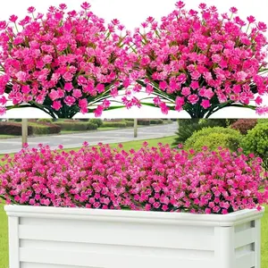 20 bouquets of artificial flowers, spring/summer/fall styles, ferns, leaf-shaped, UV-resistant and fade-proof, low-maintenance, suitable for gardens, porches, indoor spaces, and cemetery decorations (mix of 6 styles)