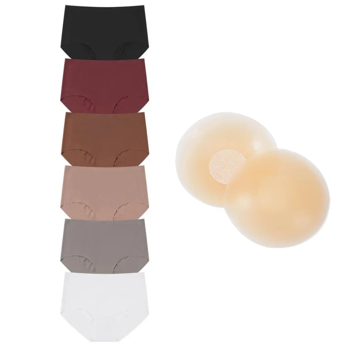 Buy 6 Get 1 Pair Nipple Covers – LEVAO Women's 6 Pack Seamless Underwear + Invisible Lift-Up Nipple Covers, No Show Panties S-XX