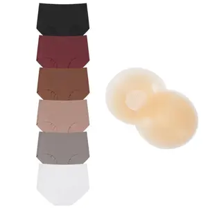 Buy 6 Get 1 Pair Nipple Covers – LEVAO Women's 6 Pack Seamless Underwear + Invisible Lift-Up Nipple Covers, No Show Panties S-XX