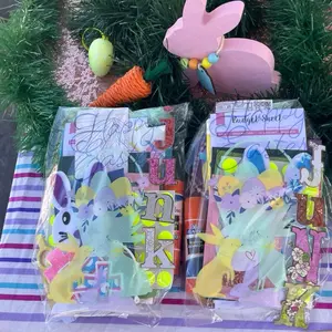 Mini Easter Junk Journal with Colorful Bunny Designs and Budget Sheet for Creative Easter Projects