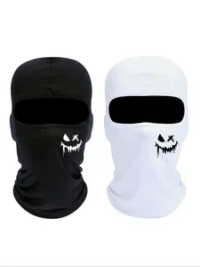 Smiling Face Print Balaclava Hat, Summer Cooling Neck Gaiter, Motorcycle Face Mask for Men & Women, Motorcycle Bandana