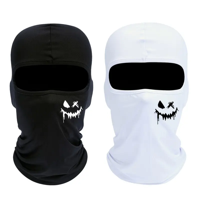 Smiling Face Print Balaclava Hat, Summer Cooling Neck Gaiter, Motorcycle Face Mask for Men & Women, Motorcycle Bandana, Motorcycle Accessories, Face Cover Balaclava, Motorcycle Gear, Motorcycle Balaclava Masks