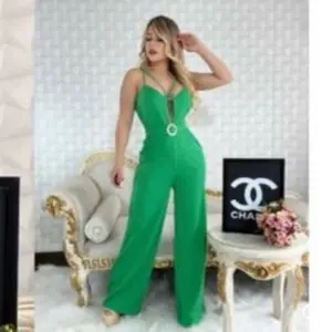 Jumpsuit For Womans - Orange Halter Neck Backless Design with Wide Leg Pants Elegant Womenswear