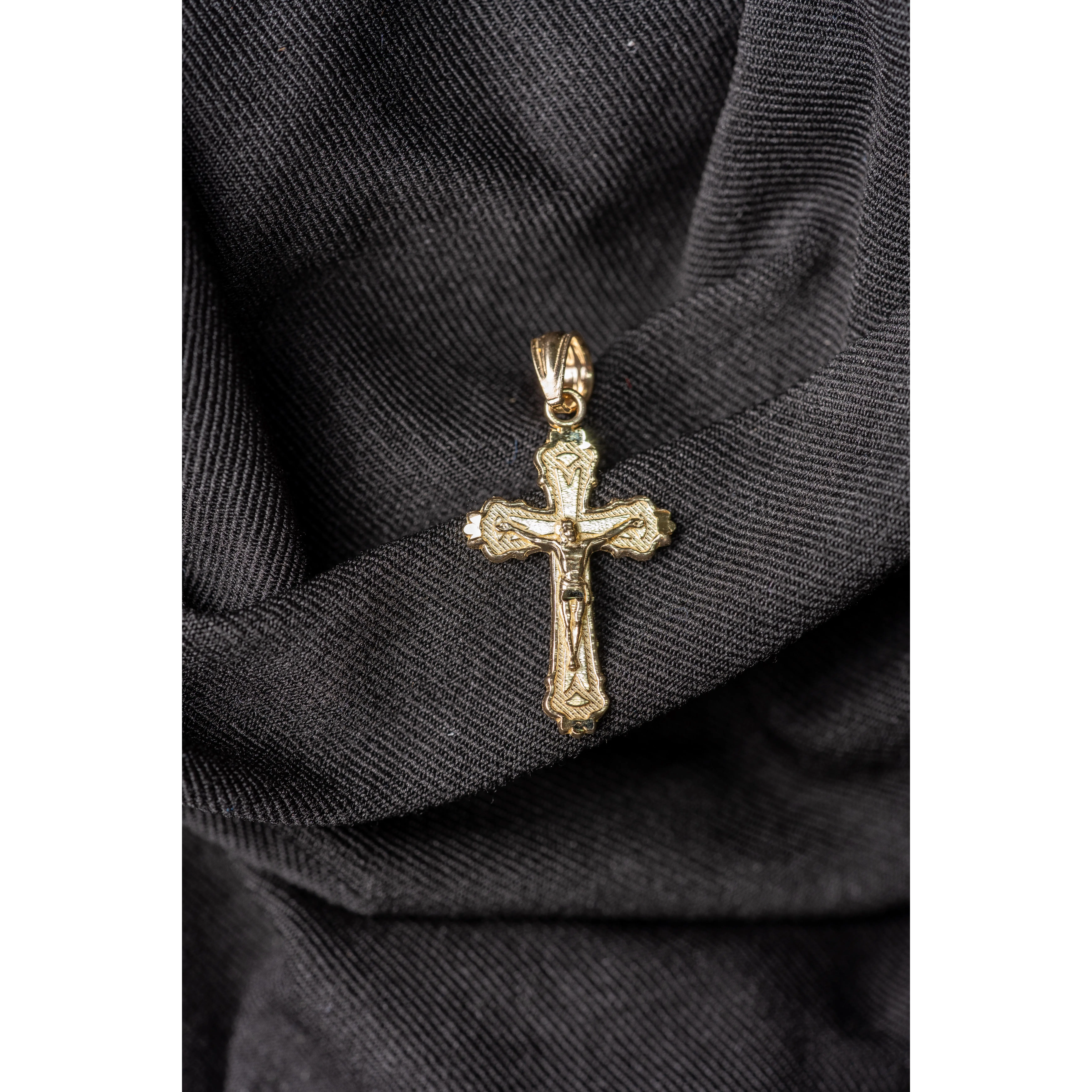 10k Gold Pendant Cross Religious 3cm - Elegant Jewelry for Men and Women