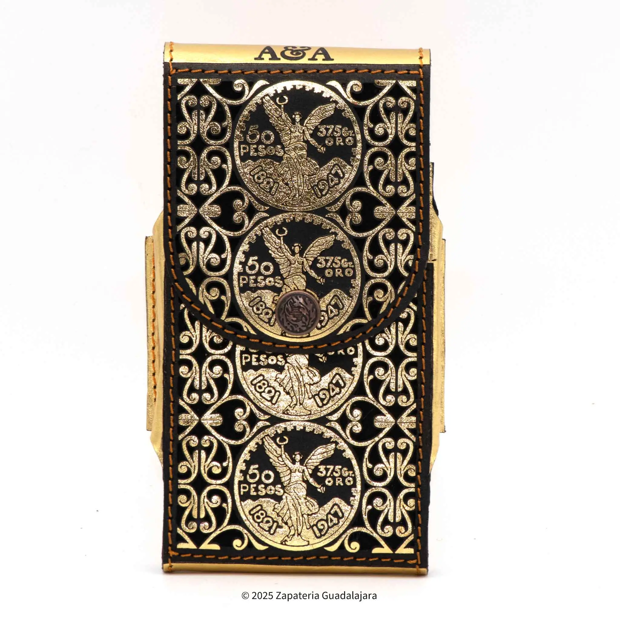 MEN'S WESTERN LASER EL CENTENARIO GOLDEN LEATHER PHONE CASE -M311