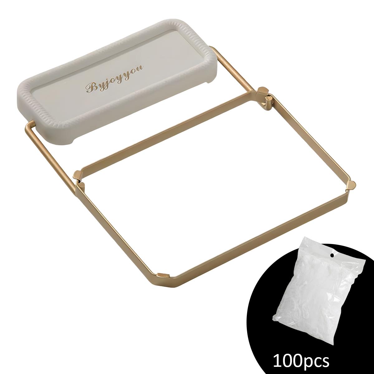 White Foldable Kitchen Sink Filter Basket, Rotatable Drain Strainer with 100 Disposable Mesh Bags, Food Catcher Gadget