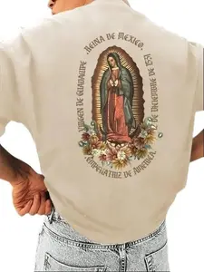 Virgen de Guadalupe Unisex Shirt for Men and Women, Virgin Mary Our Lady of Guadalupe Back Side Shirt, Cotton Round Neck Tee Classic