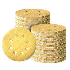 110 count 5 Inch Hook and Loop Sanding Discs | 8-Hole Dust-Free, 240 Grits Yellow  | 135G Latex Backing | for /Metal/Auto