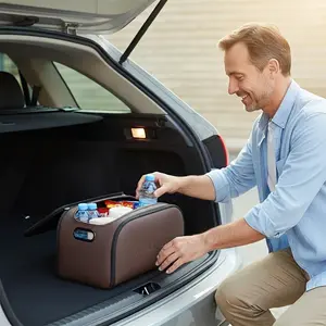 Luxury Leather Car Multi-Functional Storage Box, Large Open Passenger Seat Organizer, High-Capacity Trunk Holder, Essential Car Organizing Tool