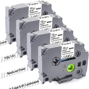 4PK Tz Tape 12mm 0. Laminated Clear TZe-131 TZe131 Compatible for Brother Label Maker Tape 12mm 0. Clear TZ-131 1/2 inch x 26.2 ft, for P Touch PTD210 PTD200 PT-D220 PTH100 PTH110