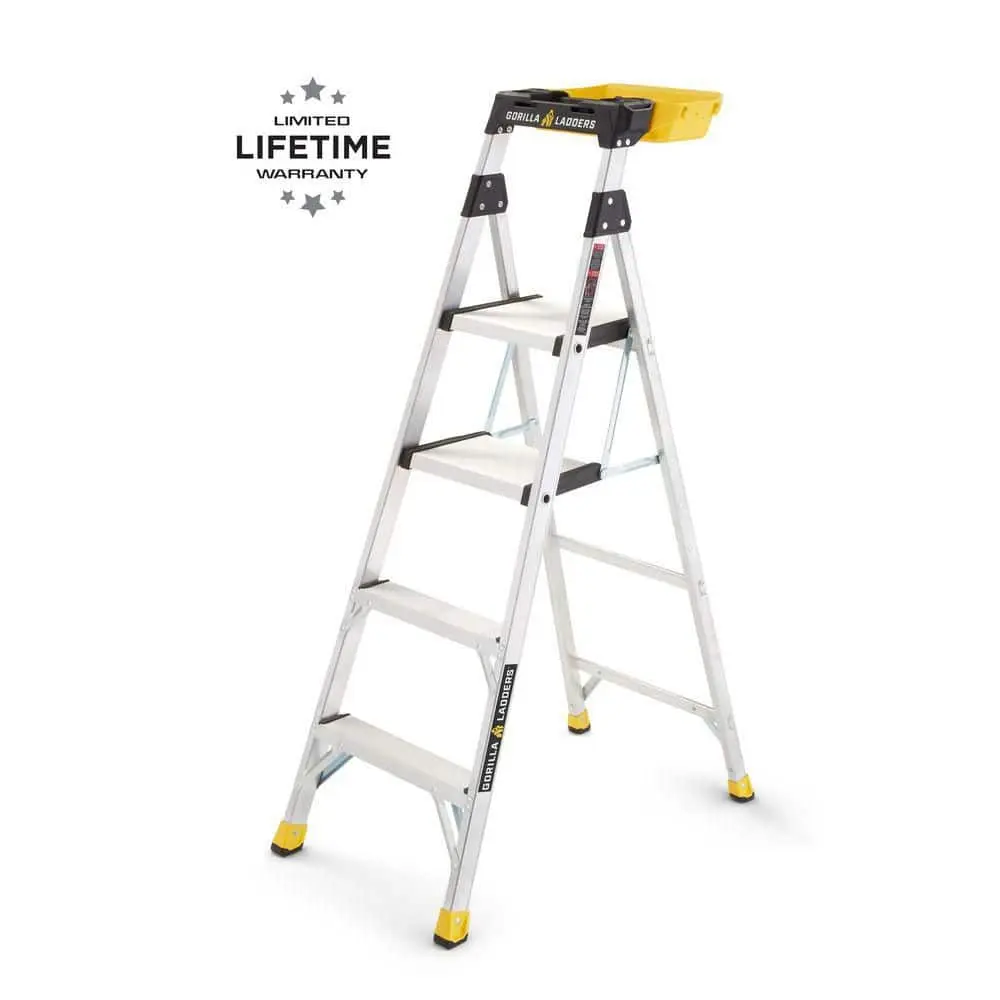 Lightweight Foldable 18 ft Reach Aluminum Multi-Position Ladder, Type IA, 300 lbs. Load Capacity, with Tool Hangers, Lightweight Foldable Ladder, Portable Collapsible Ladder
