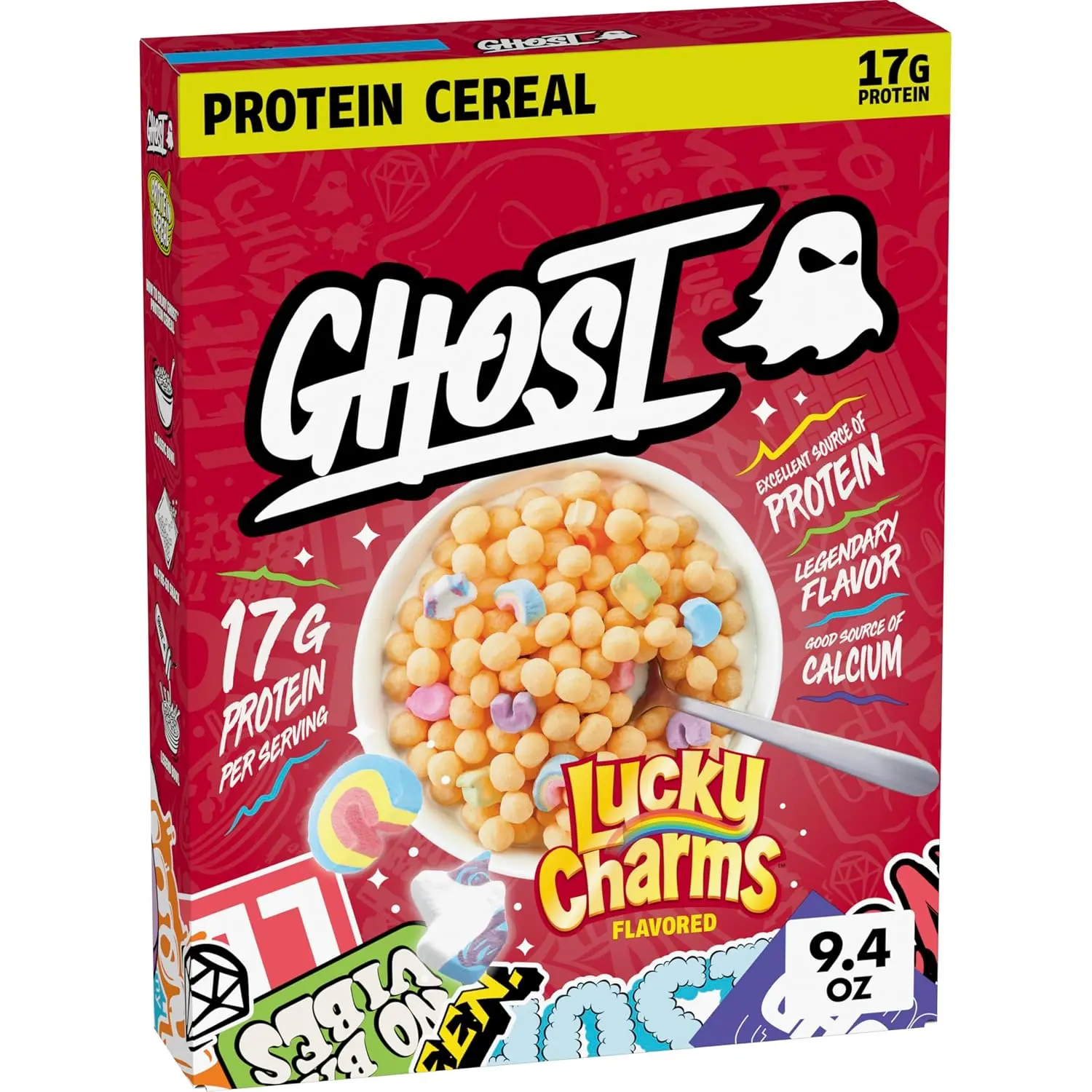 Ghost Lucky Charms Protein Cereal, 17g Protein, 9.4 oz Ghost Lucky Charms Protein Cereal, 17g Protein, 9.4 oz