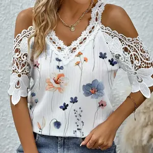 Luxurious Elegant Lace Stitching Blouse Dress Shirt for Women - Fashionable Clothing with Delicate Details - Perfect for Daily Wear, Office, Party and Formal Occasions