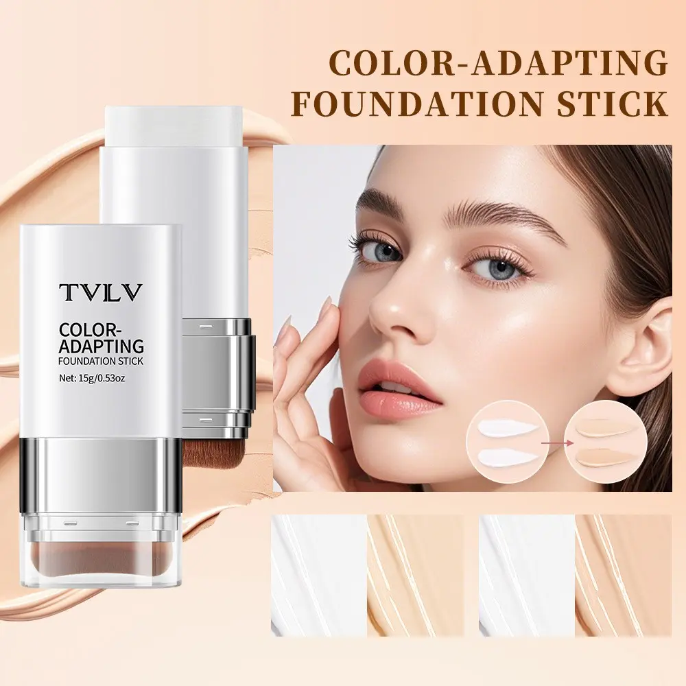 Tvlv Two-In-One Color-Changing Foundation Stick, Hydrating Non-Caking Dual-Ended Application, Lightweight Flattering Makeup Liquid, Cosmetic