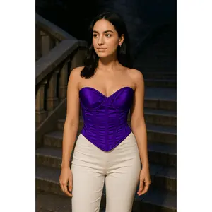 Purple Satin corset top - Overbust Corset