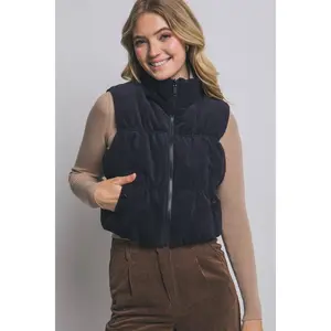 Reversible Corduroy Puffer Vest - black available
