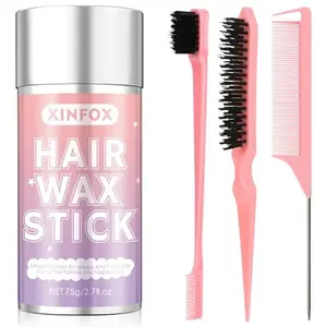 Hair Wax Stick, Slick Back Hair Brush, Wax Stick for Flyaways, Rat Tail Comb Edge Brush Styling Tool Set Accessories for Women Girls