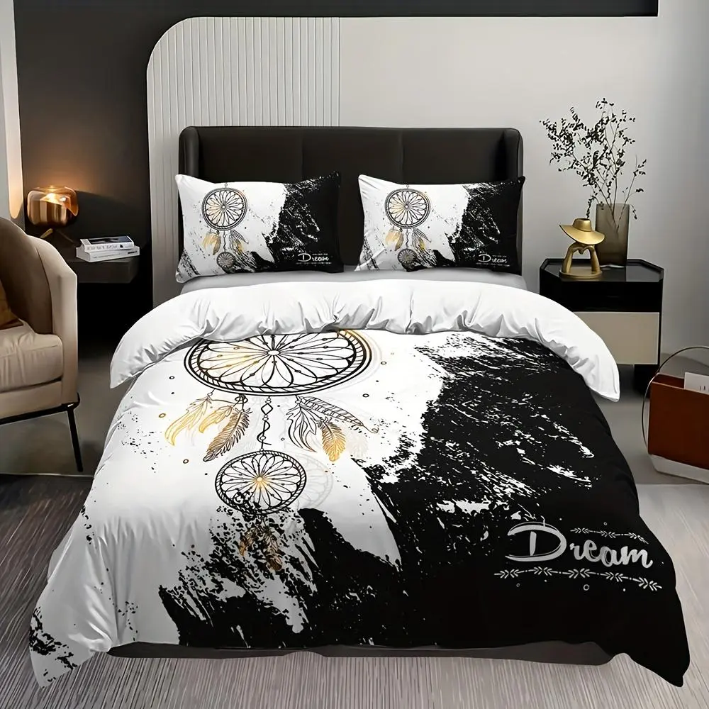Dream Catcher Pattern Bedding Set, Including Decorative Duvet Cover & Pillowcase, Soft Comfortable Bedding Set for Bedroom & Guest Room, Duvet Cover Sets