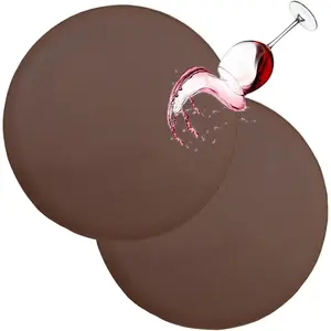 Stool Covers Round, 2 Pack  PU Round Bar Stool Covers with Elastic Bands Bar Chair Covers Bar Stool Seat Covers Washable Stool Cushion Slipcover for 15-16 Inch Chair(Coffee)