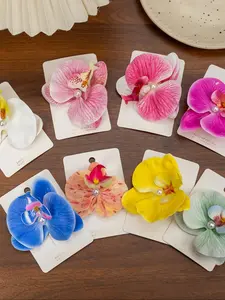 Butterfly Orchid Artificial Flower Hair Clip, Beach Vacation Accessory, Floral Side Clip for Women, Forest Style Atmosphere Hairpin
