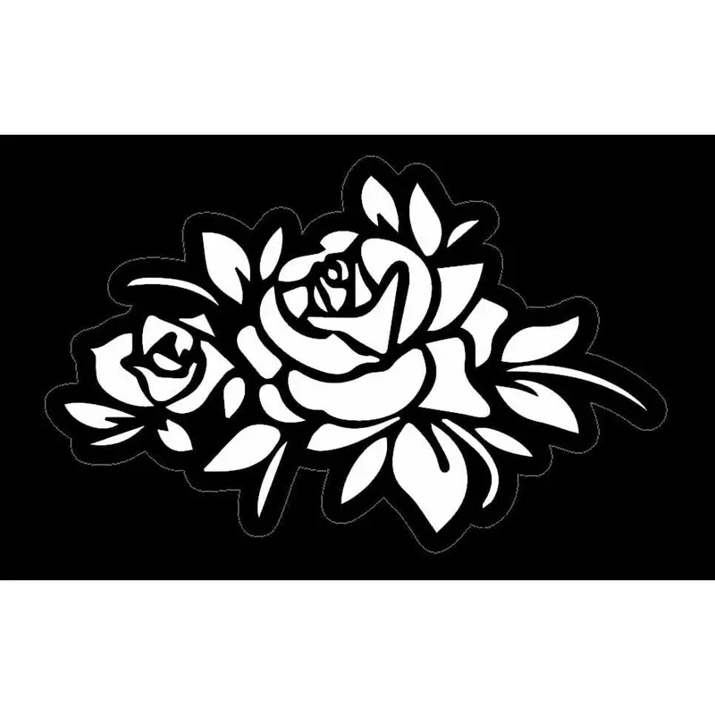 Roses with Leaves,  Stickers for Women, Flower   Bumper Stickers Window  , Flower  Accessories,  Like Roses with Leaves (White)
