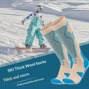 Thickened Warm Snow Socks for Men and Women Long Tube Hiking Socks Towel Bottom Autumn and Winter Professional Merino Wool Ski Socks