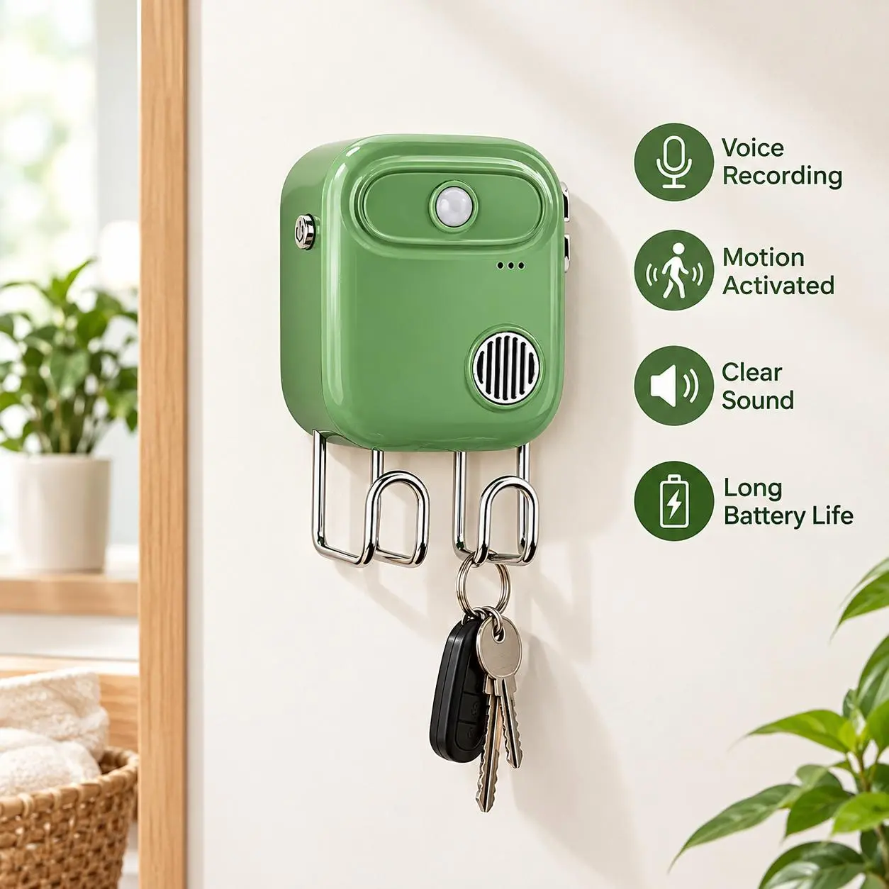 1 Count, Customizable Voice Recording Infrared Motion Sensor Reminder Hanger, Home Gadget to Remind You to Check Belongings Before Going Out
