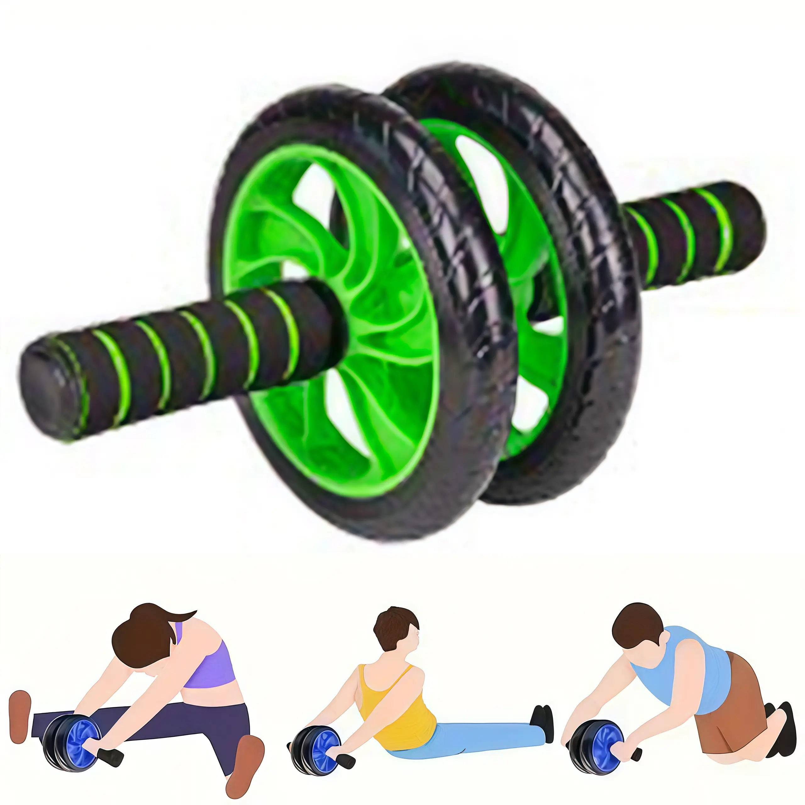 Abdominal Muscle Training Rollers, 5-In-1 Roller Kit with Knee Pads, Push-Up Bars, Handle Grips, Skipping Ropes, Home Gym Exercise Kits Suitable for Physical Training,Summervibes,Father's Day Gift