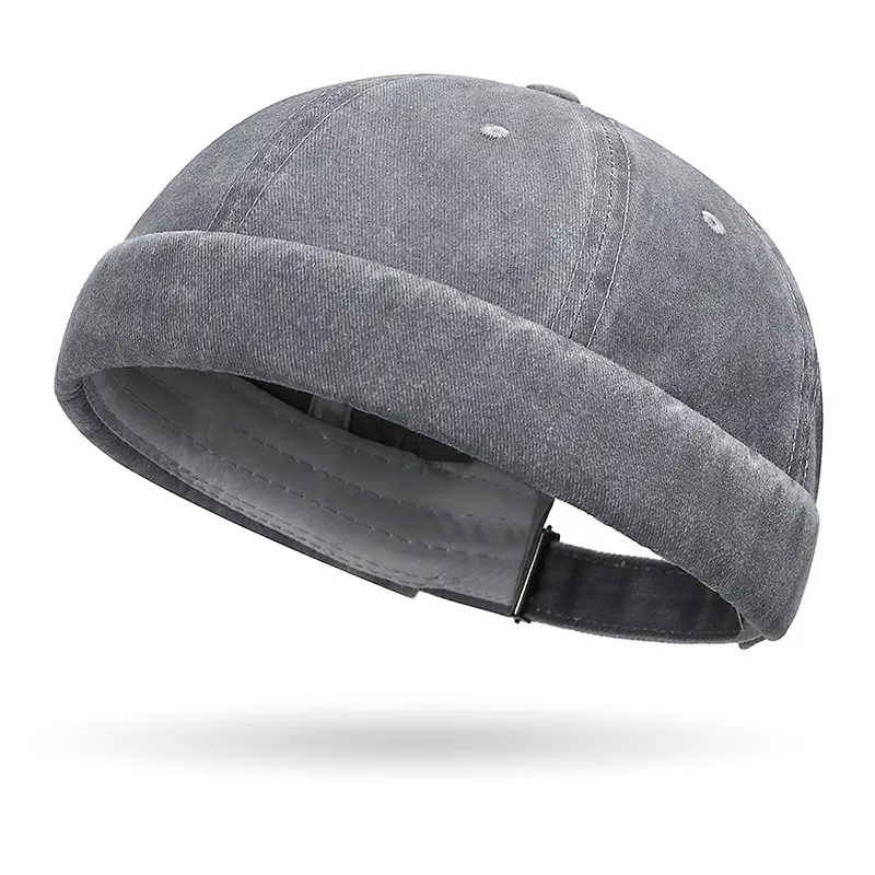 Unisex Washed Cotton Skullcap Beanie - Breathable Skull Cap, Soft Texture Traditional Chinese Tang Hat, Hip Hop Flat-Top Cap for Casual Wear, Spring Autumn Sports Use
