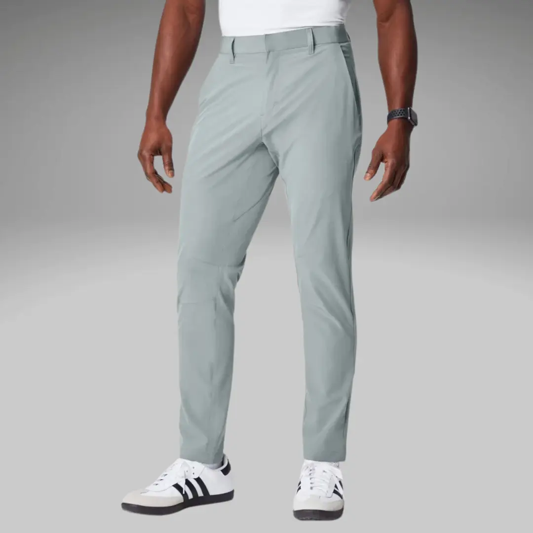 Fabletics Men's The Only Slim-Fit Pants - Polyester-Spandex Plain Fabric, Ideal for Office Wear Fabletics Men's The Only Slim-Fit Pants - Polyester-Spandex Plain Fabric, Ideal for Office Wear
