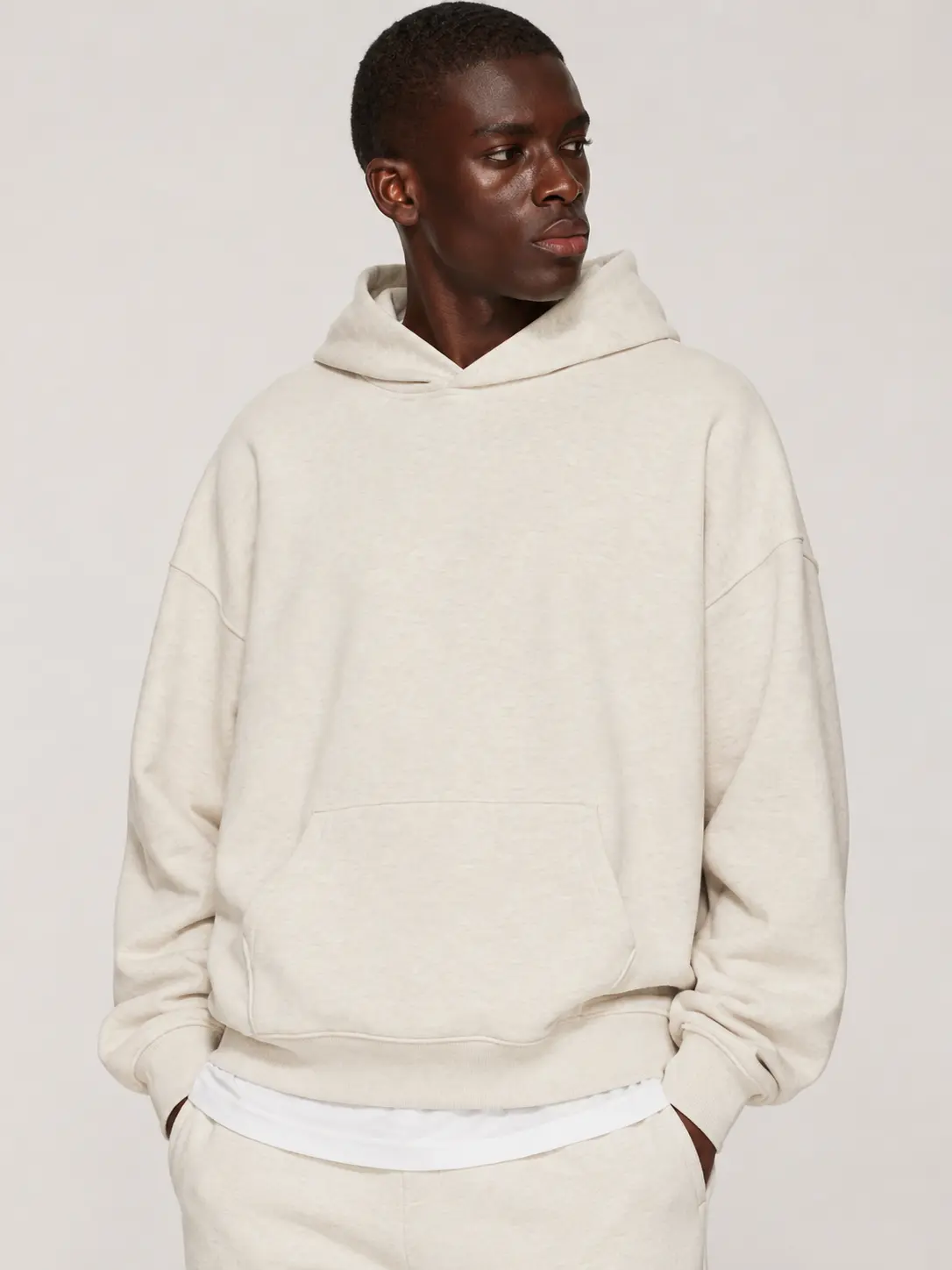 Light Gray Men Hoodie Sweatshirt Loose Fit Fashion Pullover Hoodie Casual Long Sleeve Hooded Sweatshirt with Pocket