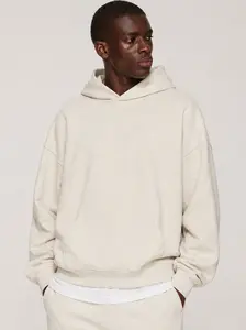 Light Gray Men Hoodie Sweatshirt Loose Fit Fashion Pullover Hoodie Casual Long Sleeve Hooded Sweatshirt with Pocket