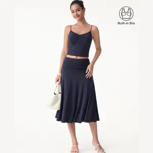 OGL 2Pcs  Front Tucked Spaghetti Brami & A-line Midi Skirt matching sets women summerwins DealsForYouDays 