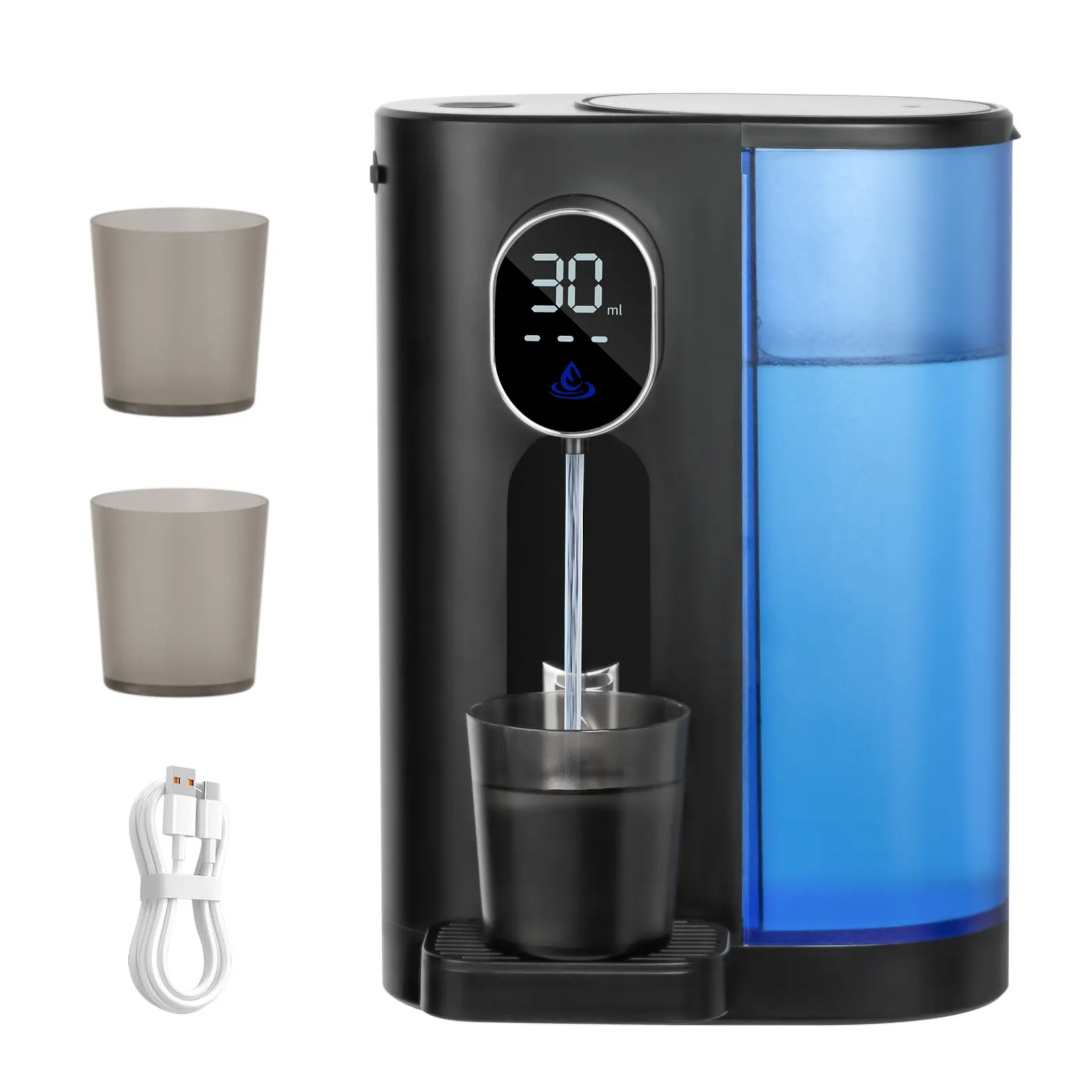 Automatic Mouthwash Dispenser for Bathroom,Suitable for All Age Groups, Bathroom Accessories White，Wall Mounted Mouth Wash Dispenser with Magnetic Cups, Smart Mouthwash，4 Dispensing Level