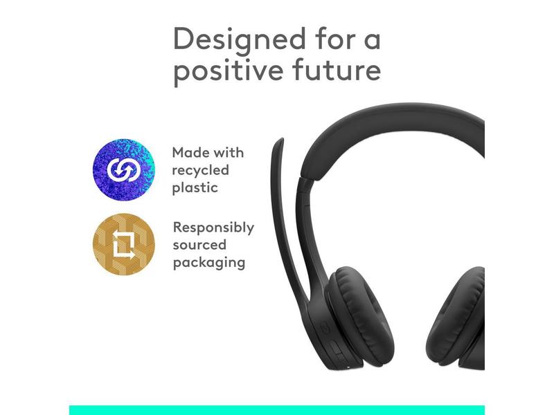 Logitech Zone 300 Wireless Bluetooth Headset With Noise-Canceling Microphone, Compatible with Windows, Mac, Chrome, Linux, iOS, iPadOS, Android - Black