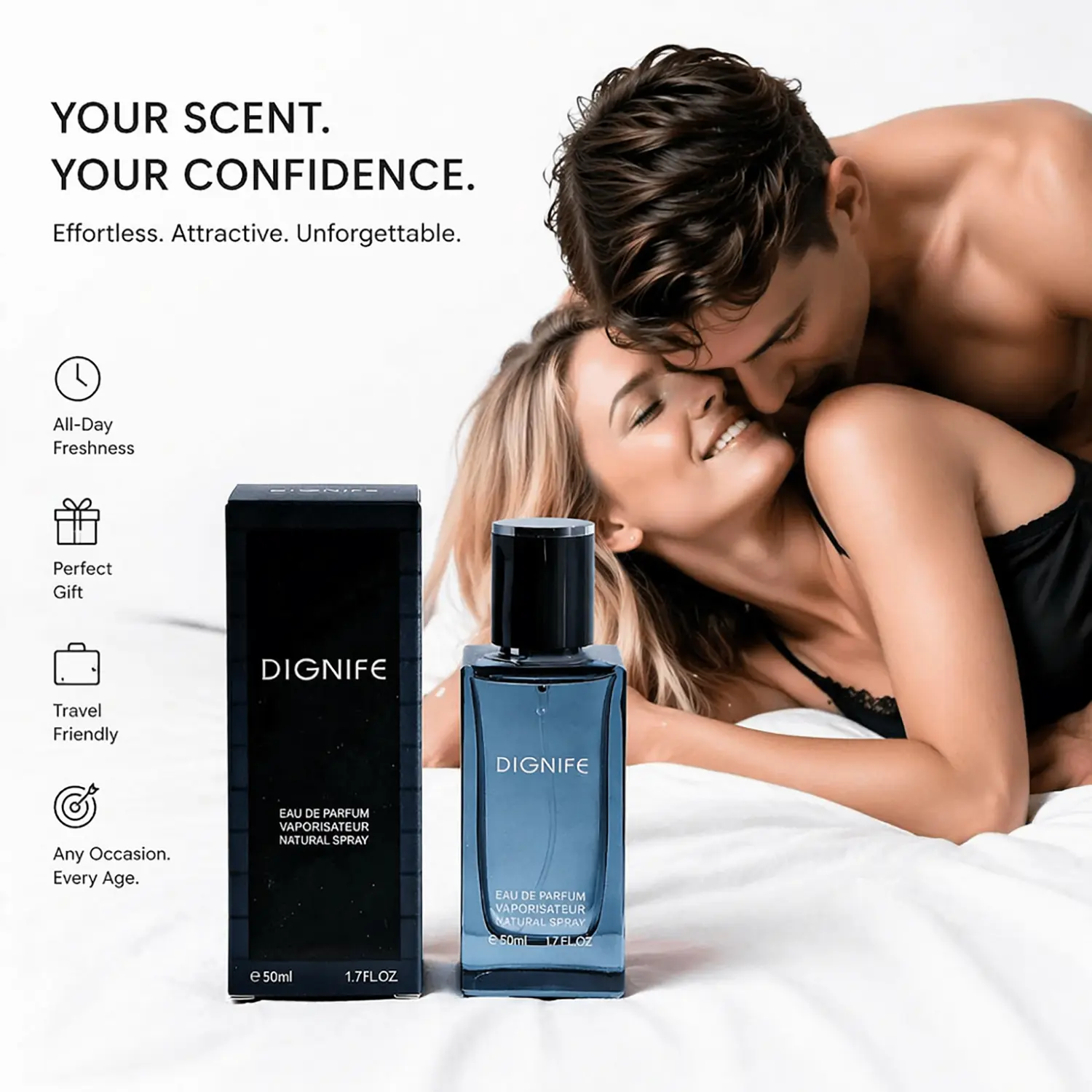 Men’s Pheromone Cologne,  Infused with Pheromone Formula, Long Lasting All Day, Fresh Citrus & Marine Woody Scent, Designed for Him, Make Her Obsessed & Share a Wild Unforgettable Night, Great for Valentine's Day, Anniversary & Christmas. 50ML/1.7FL.OZ