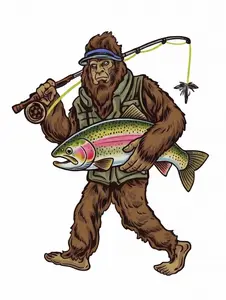 Bigfoot With Rainbow trout sticker