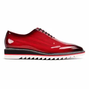 Giovanni Ruben Men’s Patent Leather Oxford Shoe: Red