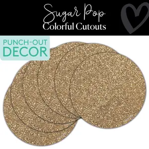 Gold Glitter Polka Dot Bulletin Board Cutouts | Sugar Pop
