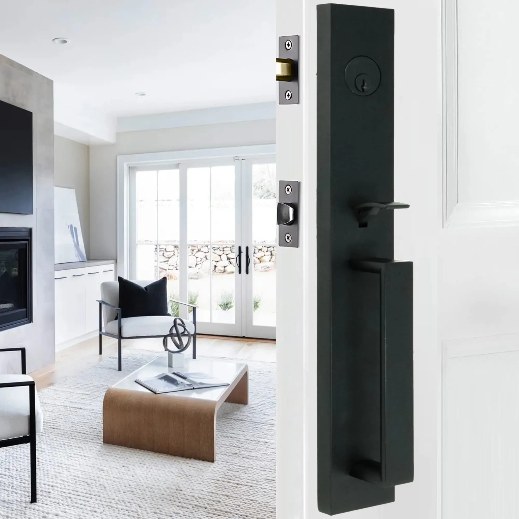 Xanthis Handleset with Utica Lever - Deadbolt Keyed One Side