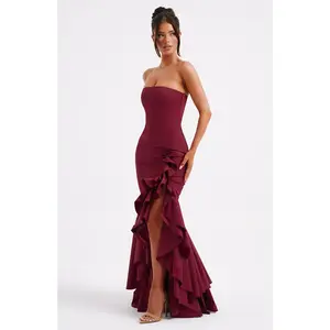 Out-Shine | Sleeveless Slit Ruffle Maxi Dress