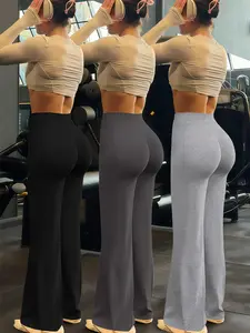 3-Piece Casual Women's Trouser Set, Stylish Women's Flared Yoga Trouser Set, Suitable for Everyday Wear