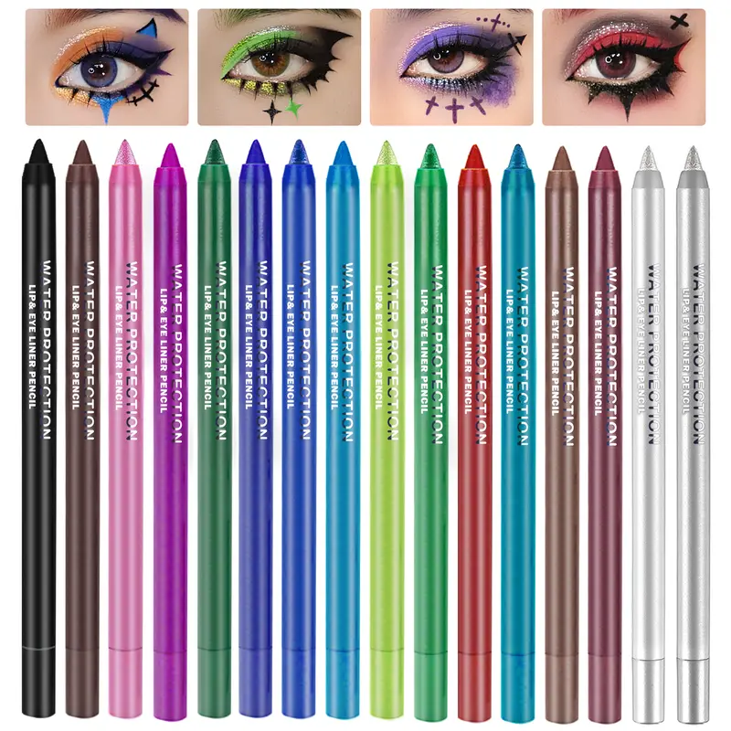 QIUFSSE 16 Color Vibrant Eye Liner Pencil Set for Creative Makeup, Highly Pigmented, Water-Resistant, Long Wearing & Smooth Application
